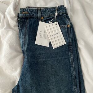 KHAITE Dark Blue Straight Leg Jeans